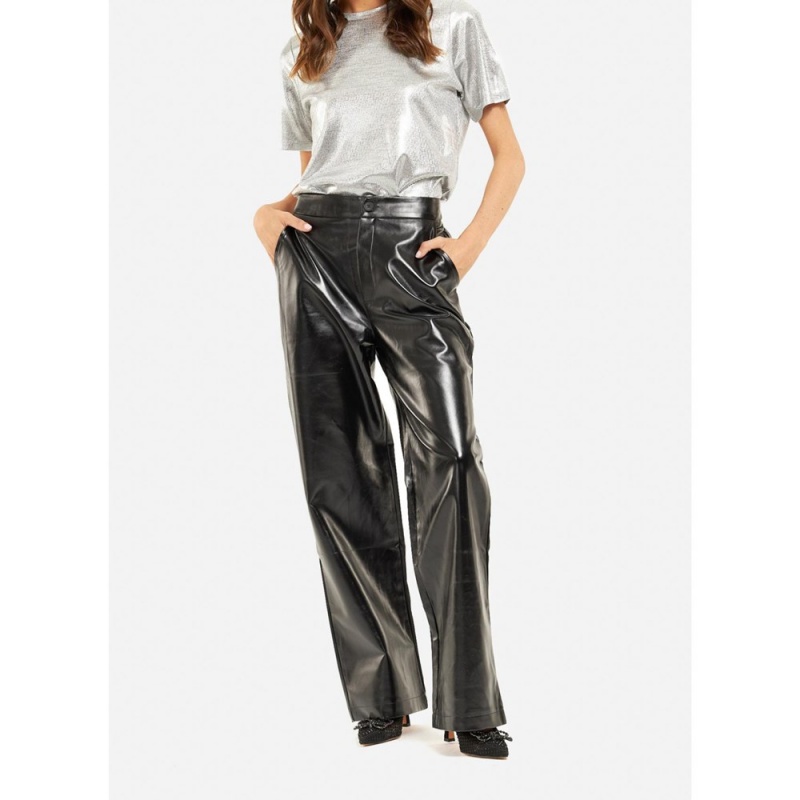 Pantalons Alma En Pena Droit Blanche Noir Femme | GHE-45315271